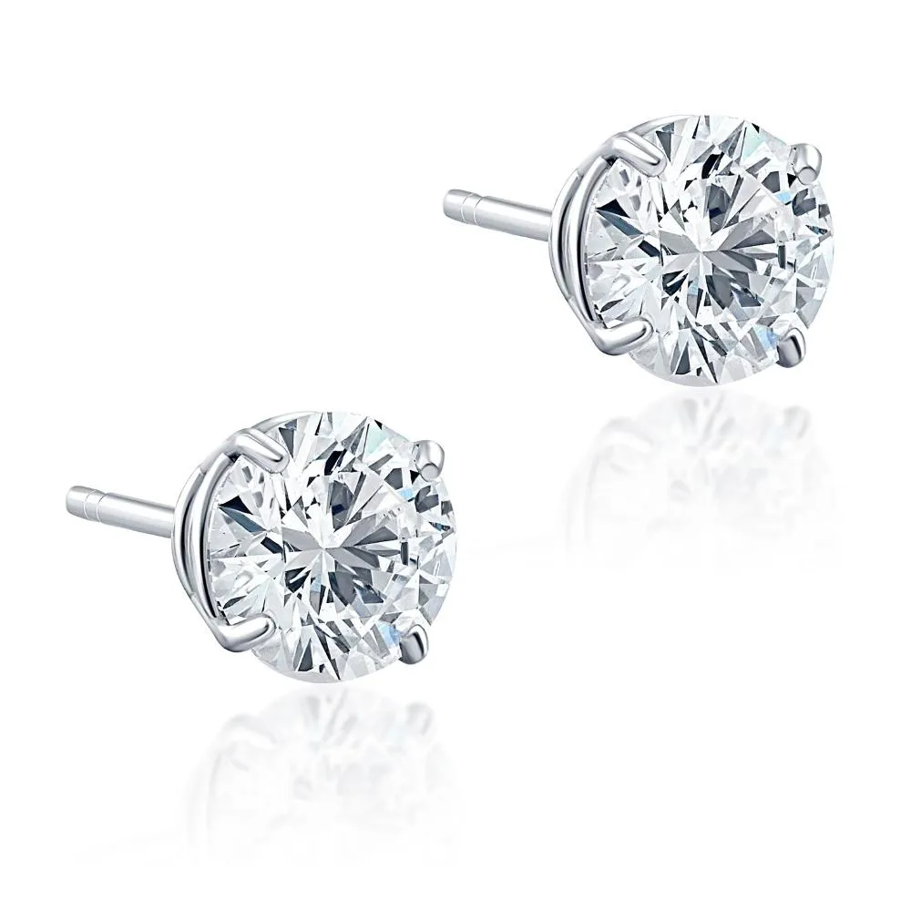 1 1/2ct Lab Grown Diamond Studs 14k White Gold Earrings