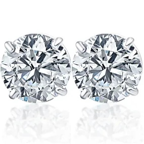 1 1/2ct Lab Grown Diamond Studs 14k White Gold Earrings