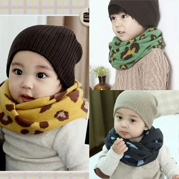 1-8Y Warm Girl Boy Baby Kids Scarf Neckerchief Leopard Printed Scarves  SM6