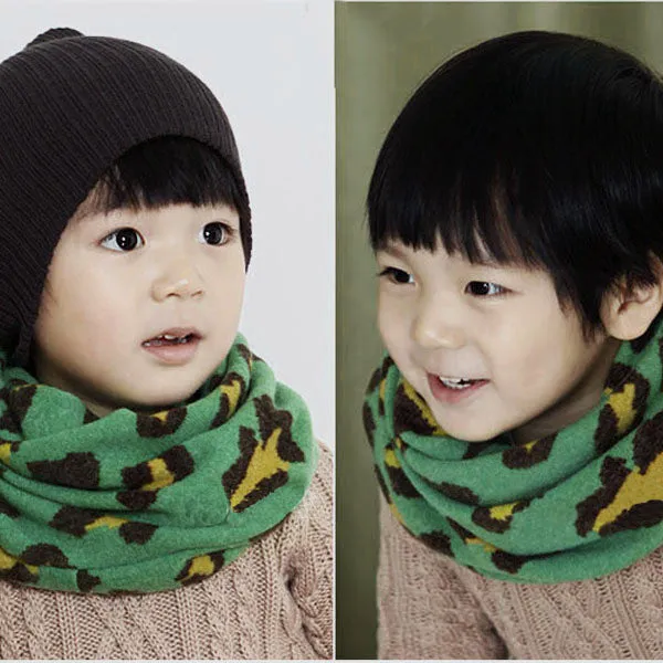 1-8Y Warm Girl Boy Baby Kids Scarf Neckerchief Leopard Printed Scarves  SM6