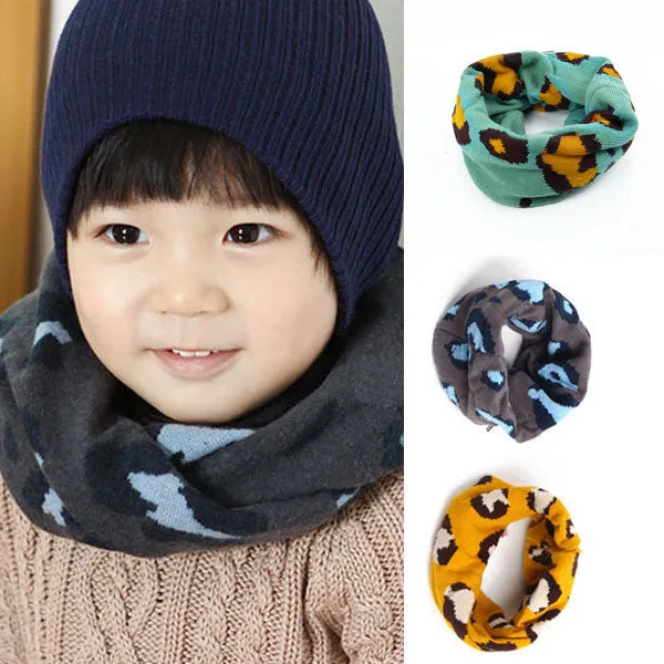 1-8Y Warm Girl Boy Baby Kids Scarf Neckerchief Leopard Printed Scarves  SM6