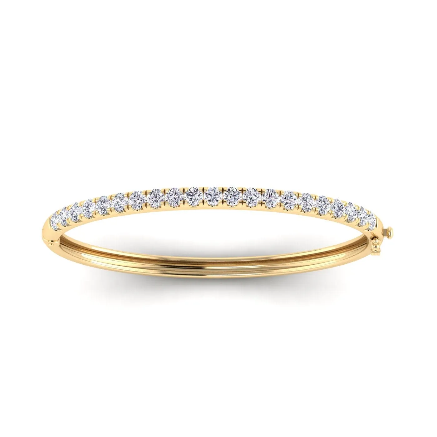 14K & 18K Gold Round Diamond Bangle Bracelet 3 ct, Lab Grown