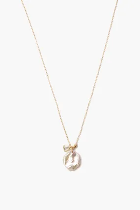 14k Keshi Pearl and Sliced Champagne Diamond Necklace