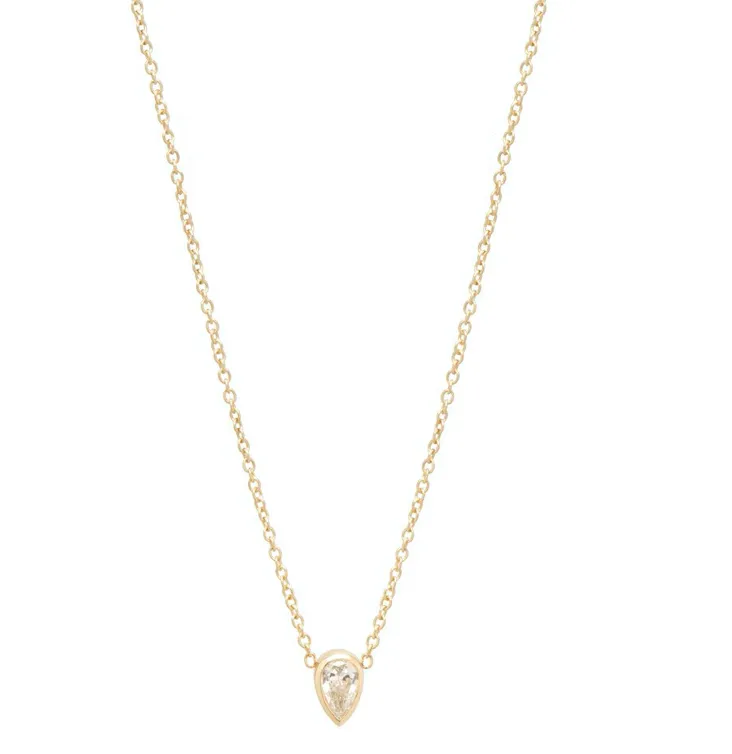 14K PEAR SHAPED DIAMOND NECKLACE