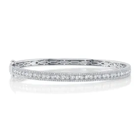 14K White Gold 1.66 Carat Total Weight Diamond Bangle