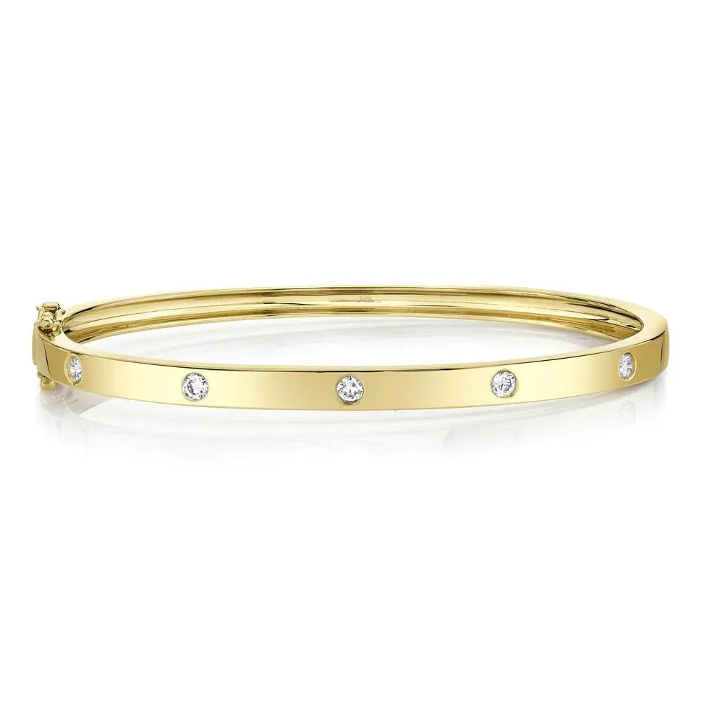 14K Yellow Gold 0.38 Carat Total Weight Diamond Bangle