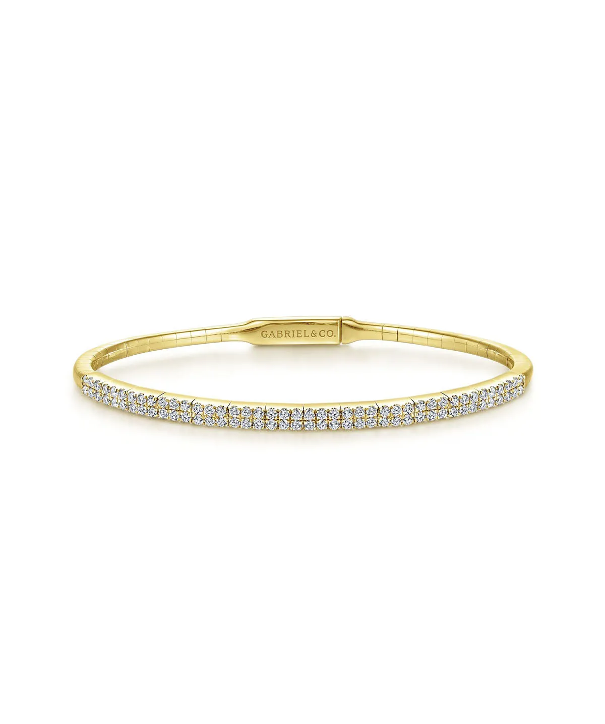 14K Yellow Gold Two Row Diamond Bangle