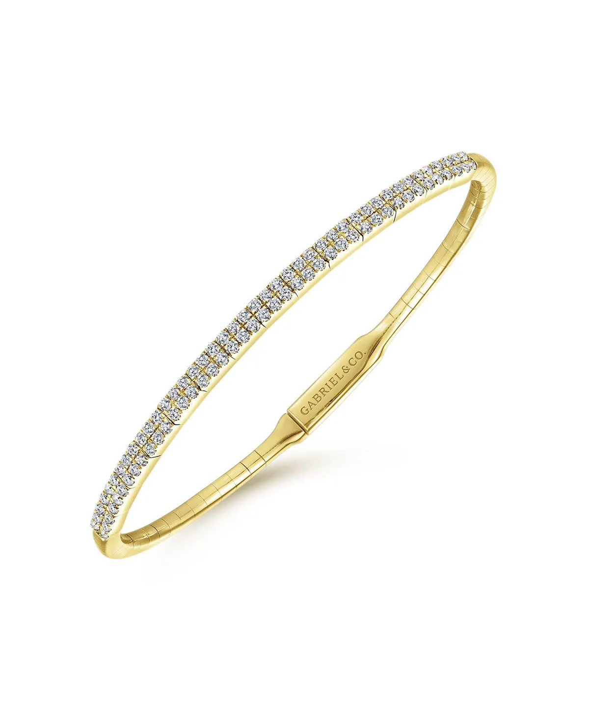 14K Yellow Gold Two Row Diamond Bangle