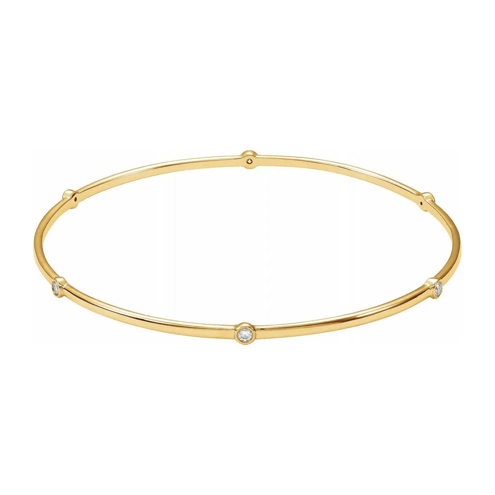 14K Yellow, White or Rose Gold 1/4 CTW Diamond Bangle Bracelet, 8 Inch