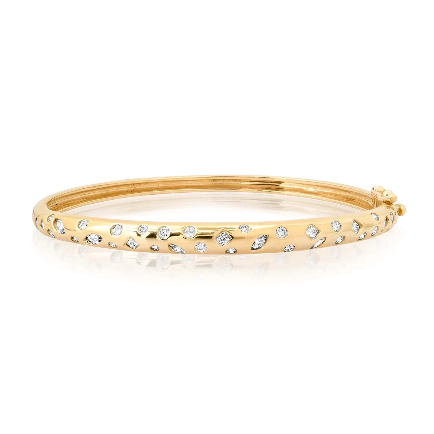 14K YG Marquise and Round Diamond Bangle