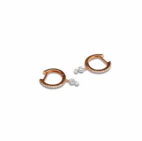 18K Gold Double Diamond Huggie Hoop Earrings with Drilled Holes