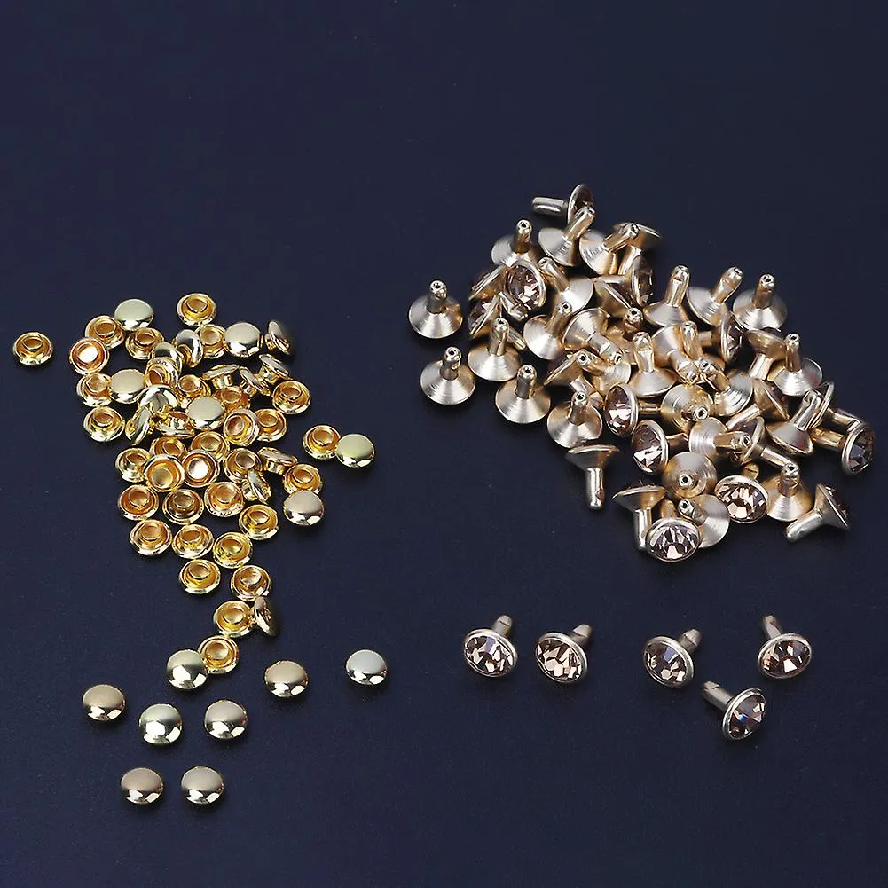 50PC 8MM Crystal Rhinestone Decorative Rivets DIY Leather Shoes Clothing Studs (yellow Crystal)