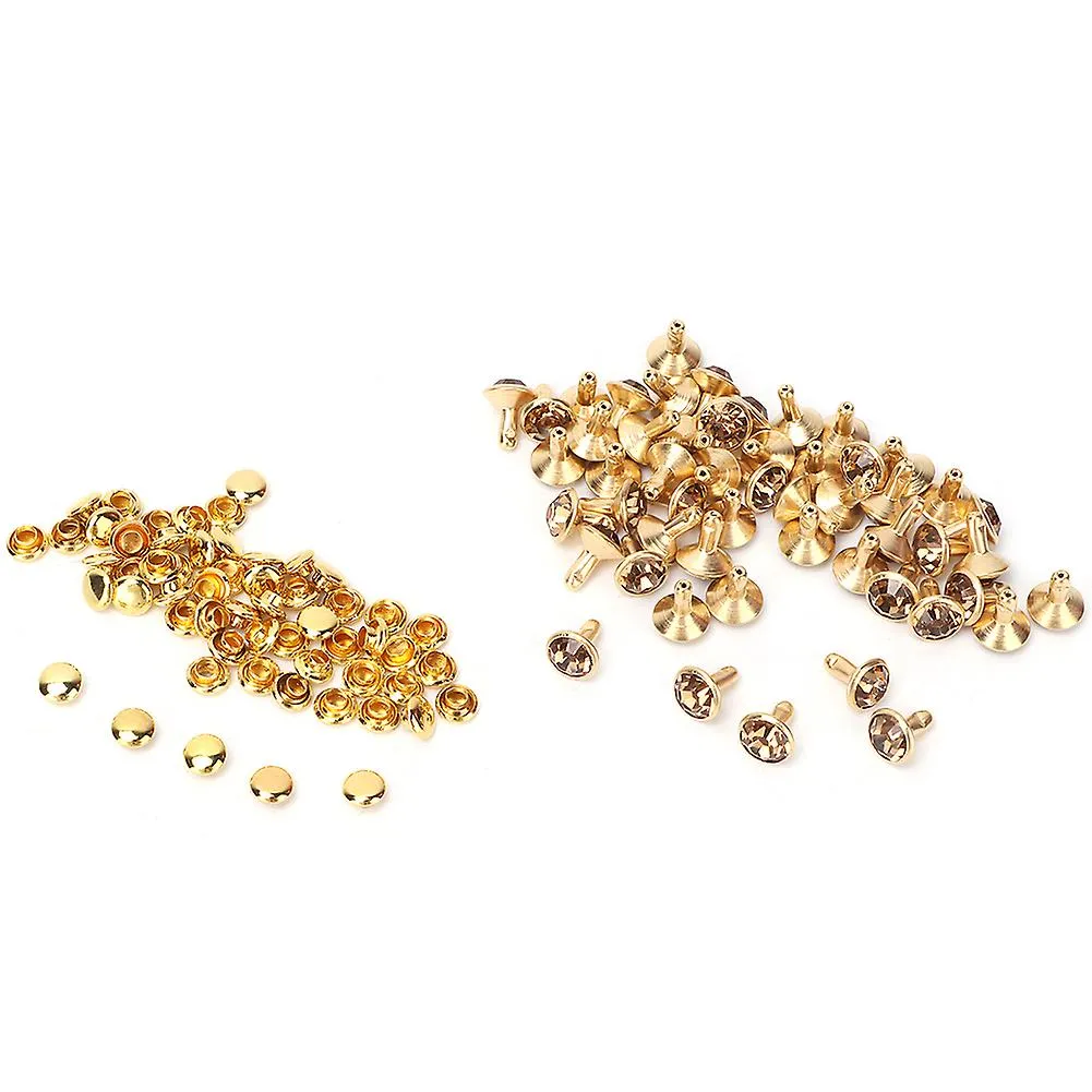 50PC 8MM Crystal Rhinestone Decorative Rivets DIY Leather Shoes Clothing Studs (yellow Crystal)