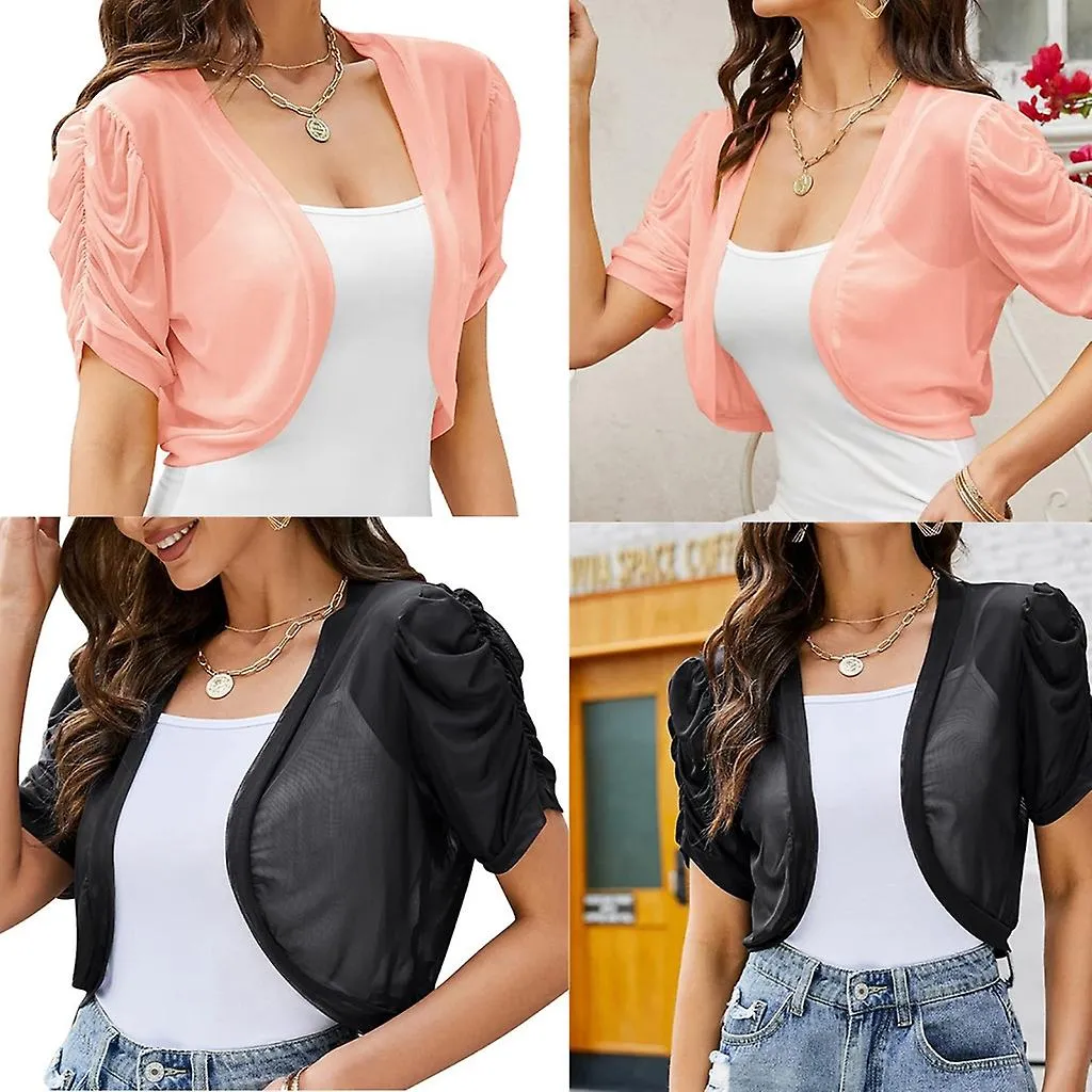 Abrigo de verano para mujeres Brathable Casual Open Front Shrug Jackets Recortado Cardians