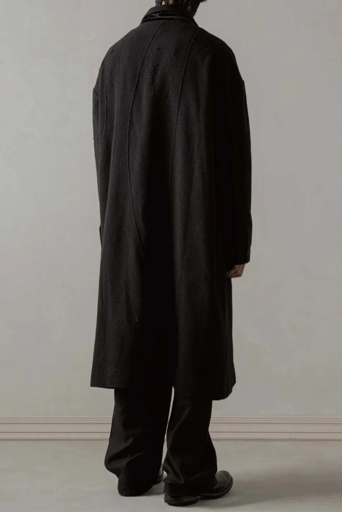 Aged Wool Coat - Black