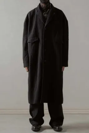 Aged Wool Coat - Black