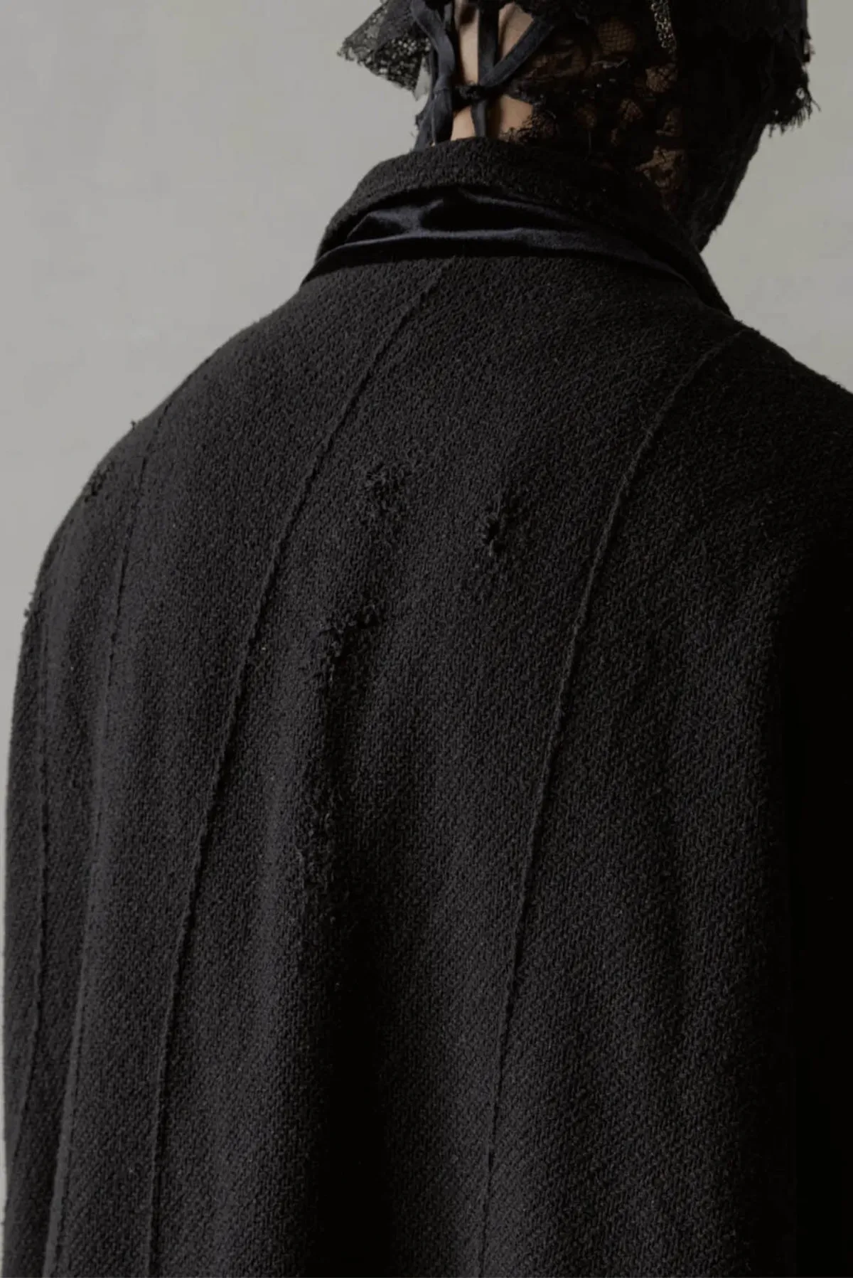 Aged Wool Coat - Black