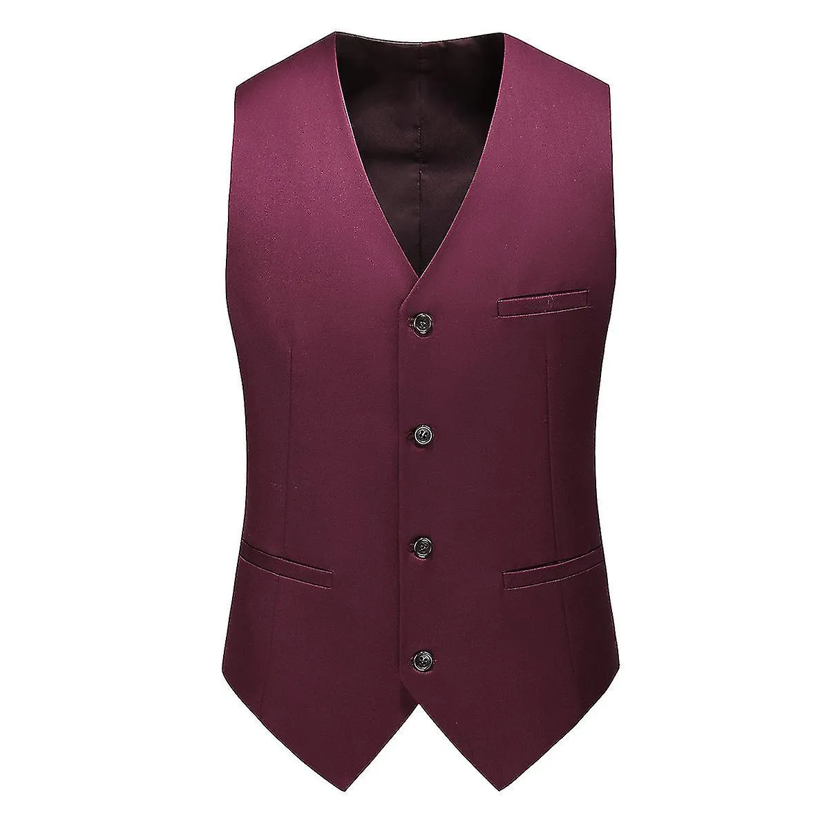 Allthemen Mens V-Neck Suit Vest Solid Color Wedding Business Vest Waistcoat