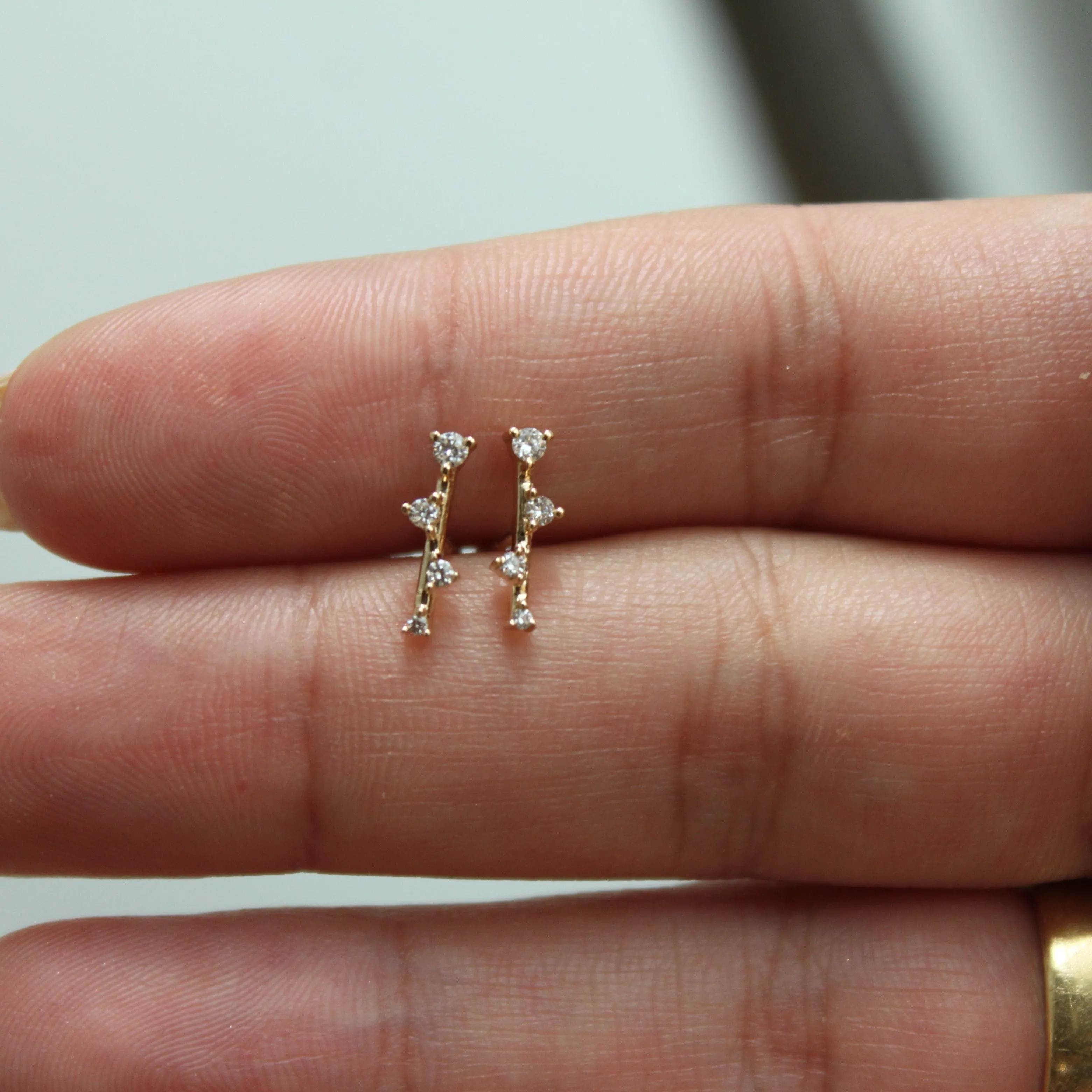 Alternating Diamond Bar Earrings