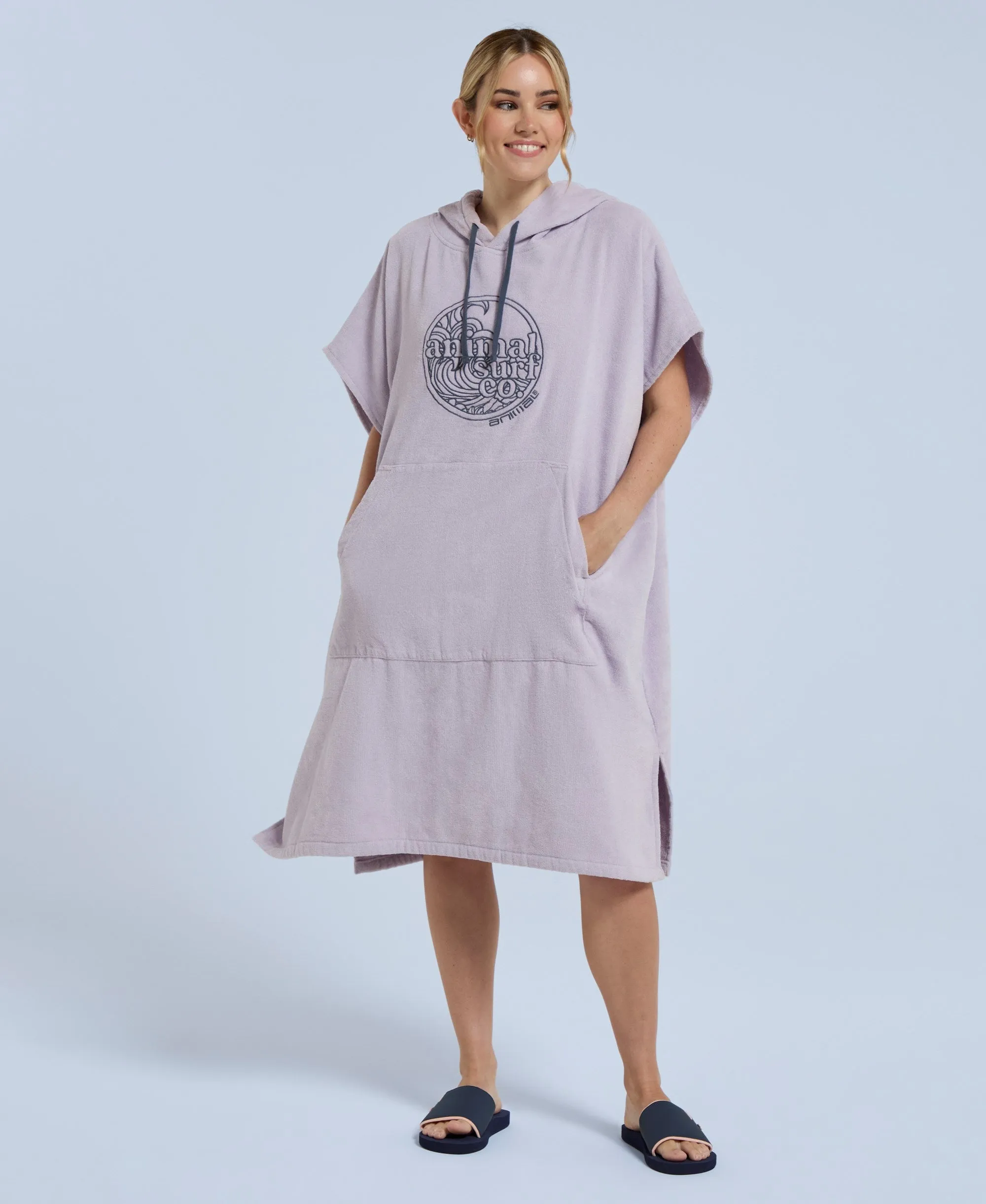 Anna Womens Towelling Poncho - Lilac