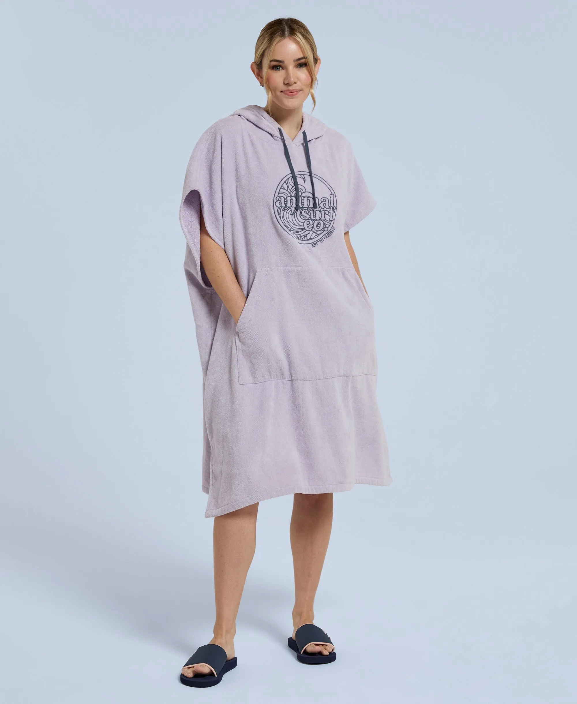 Anna Womens Towelling Poncho - Lilac