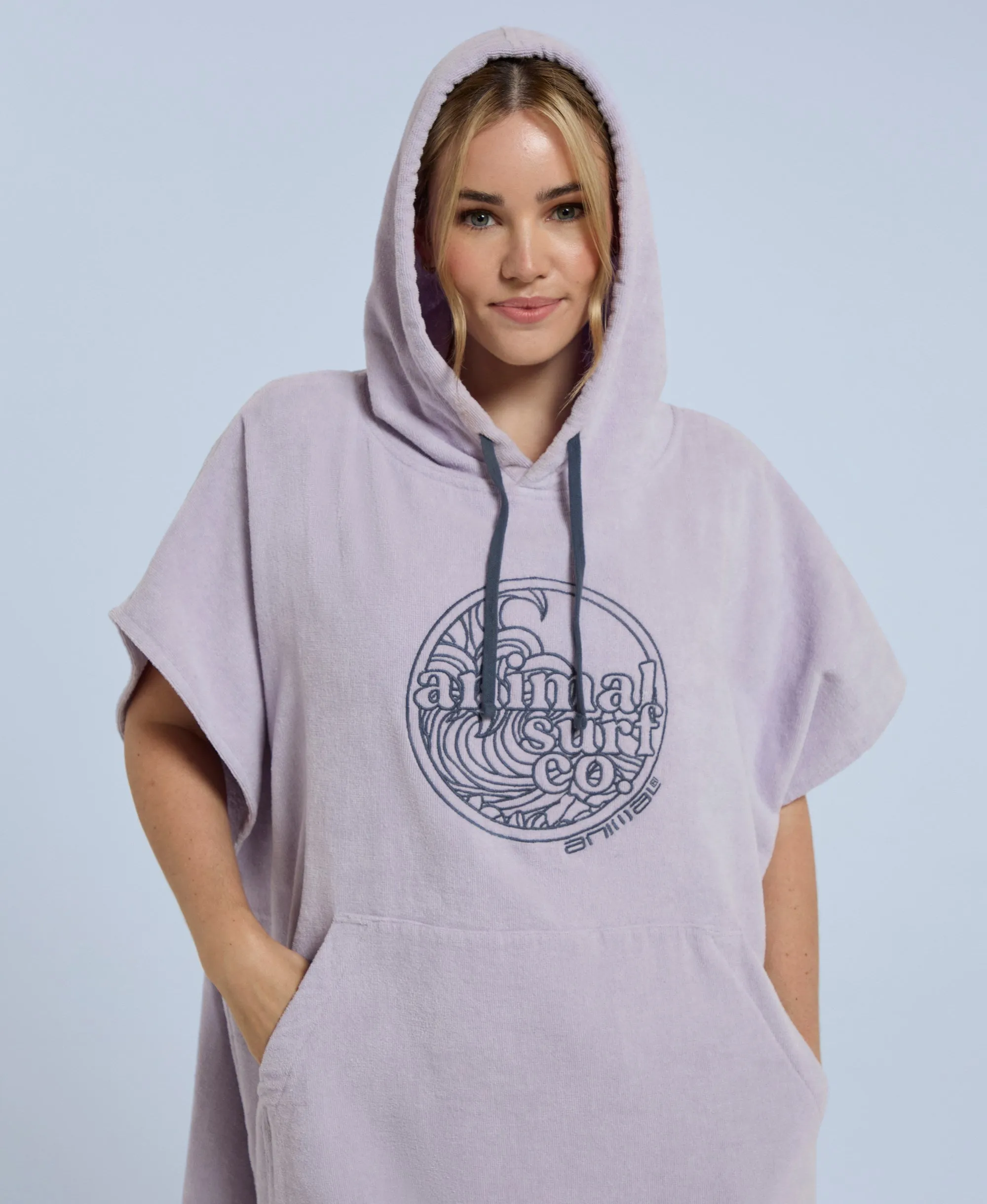 Anna Womens Towelling Poncho - Lilac