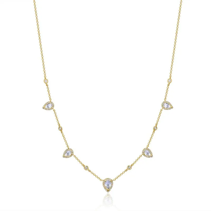 AYLA MOONSTONE STATIONED DIAMOND NECKLACE