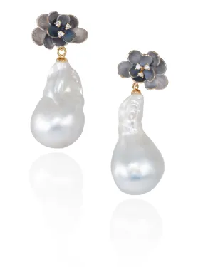 Baroque South Sea Pearls and Diamond Earrings