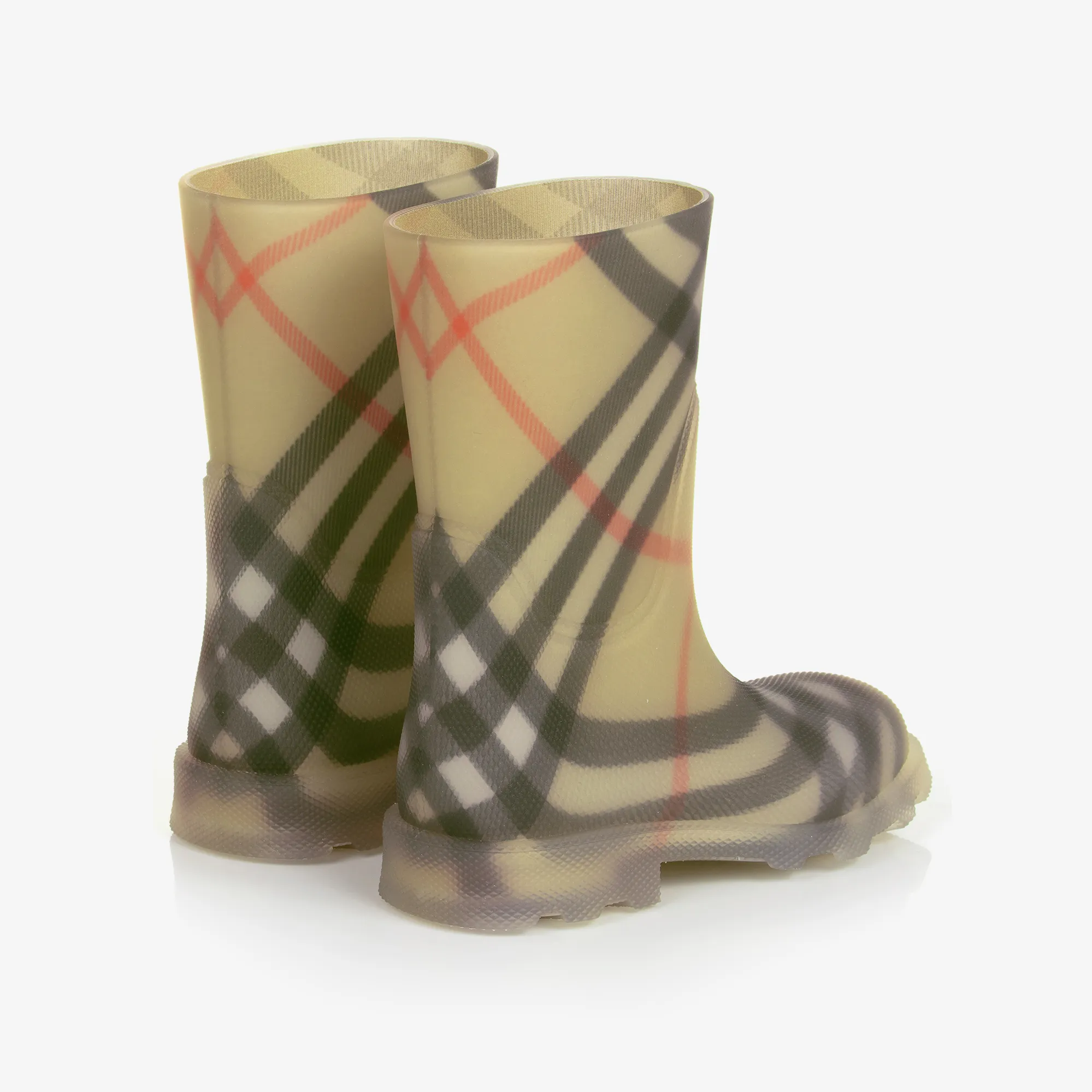 Beige Vintage Check Rain Boots