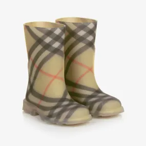 Beige Vintage Check Rain Boots