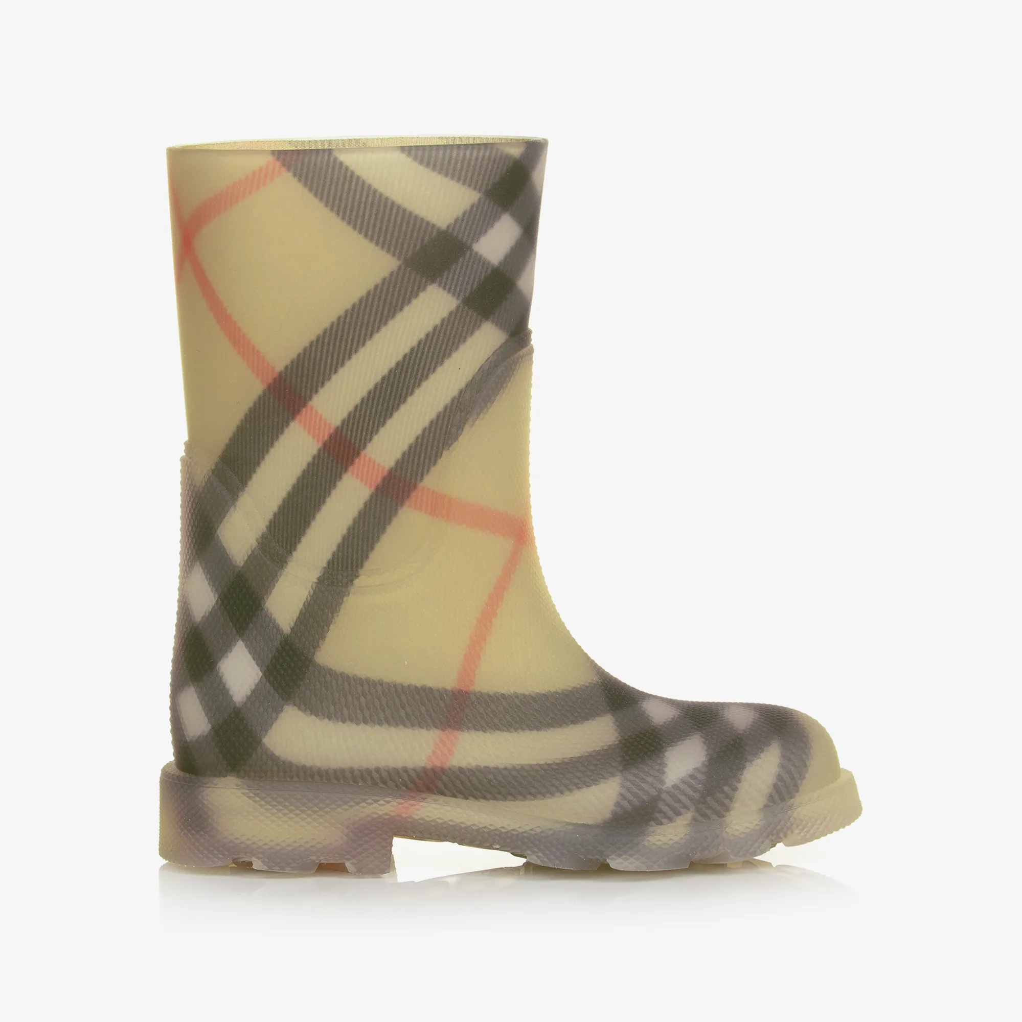 Beige Vintage Check Rain Boots