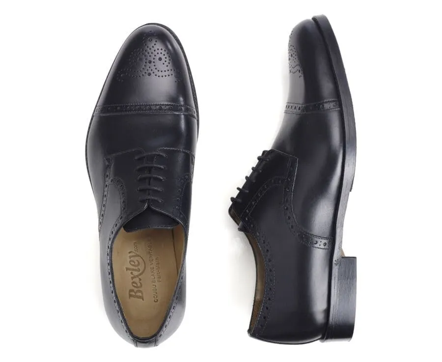 Black Derby Shoes - Leather outsole with rubber pad - BALDERTON PATIN