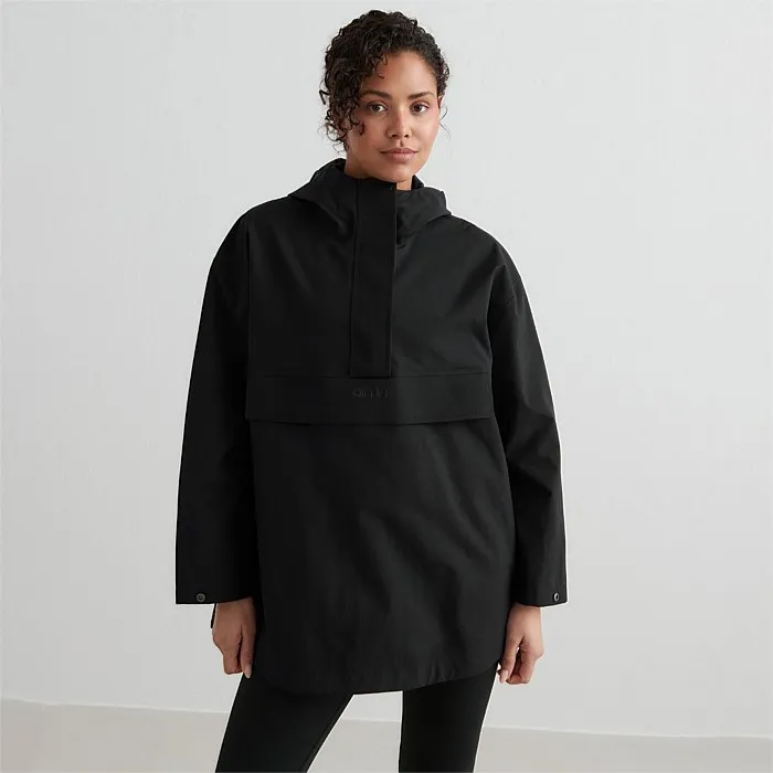 Black Waterproof Oversized Anorak | Jackets | Stirling Sports