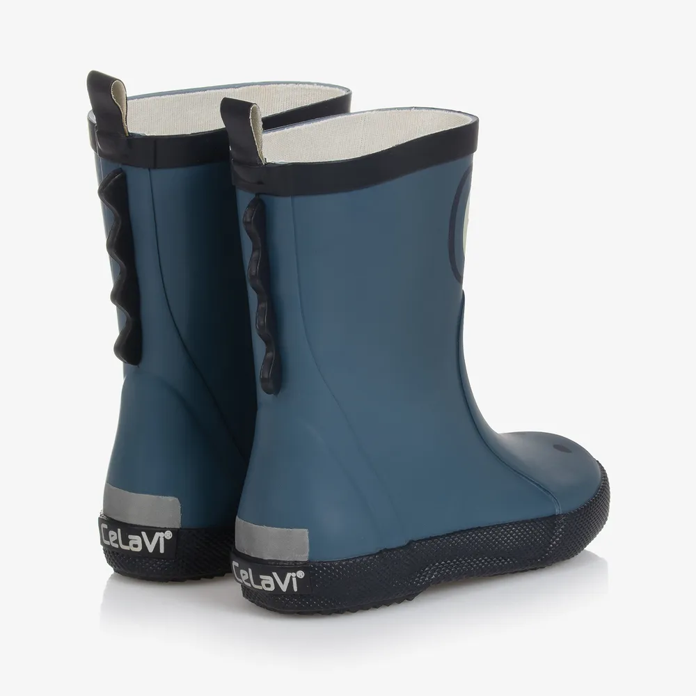 Blue Dino Rubber Rain Boots