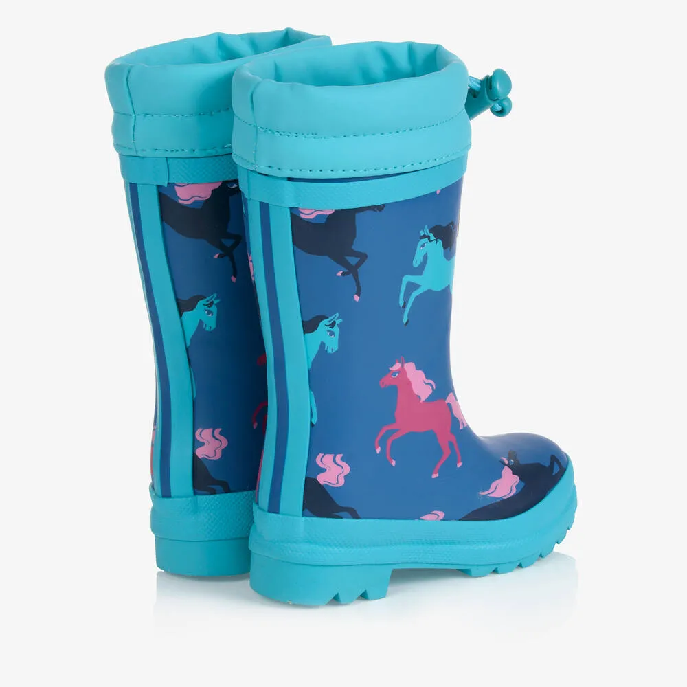 Blue Horses Rain Boots