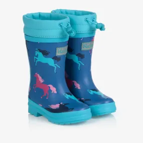 Blue Horses Rain Boots