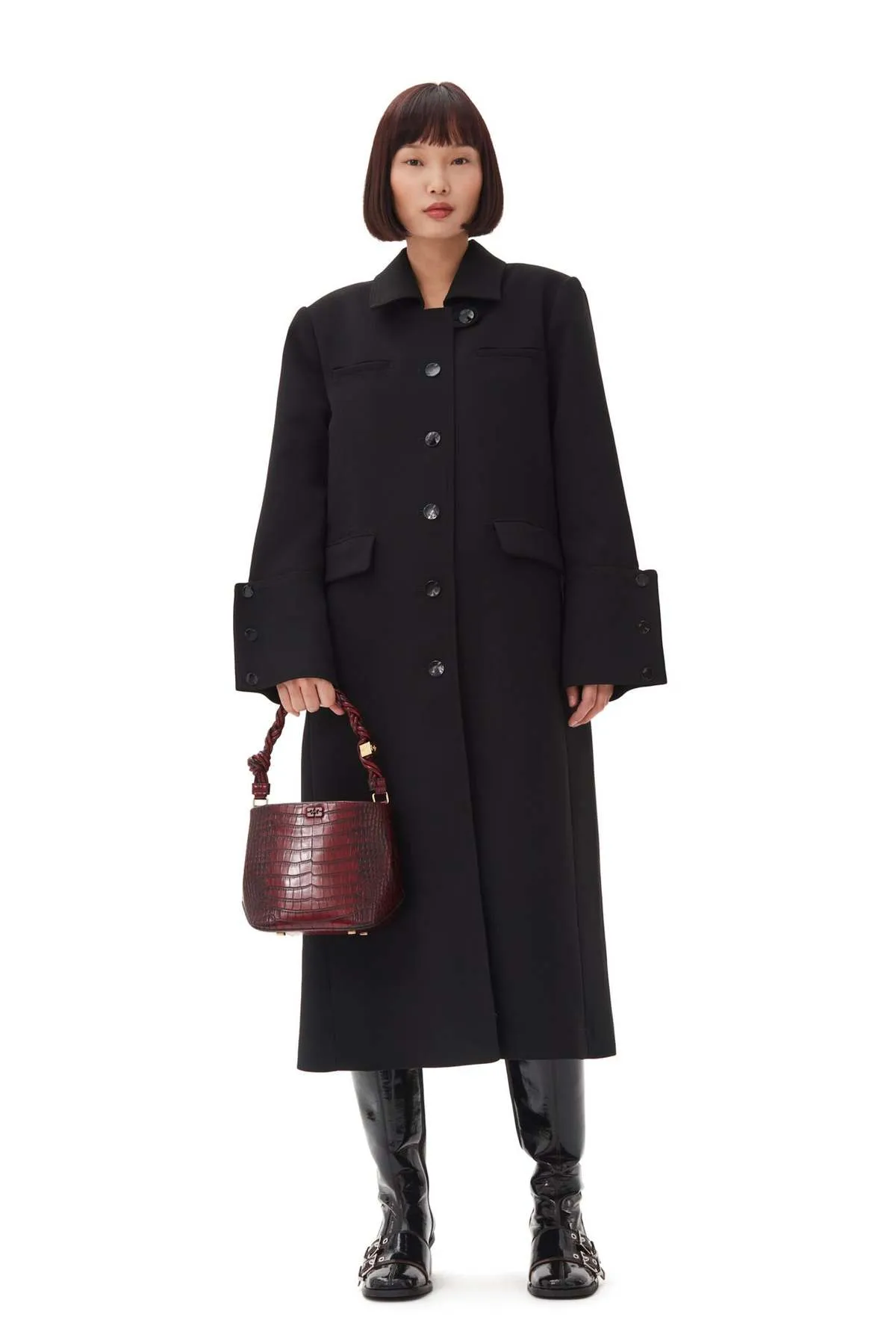 Bonded Crepe Coat - Black