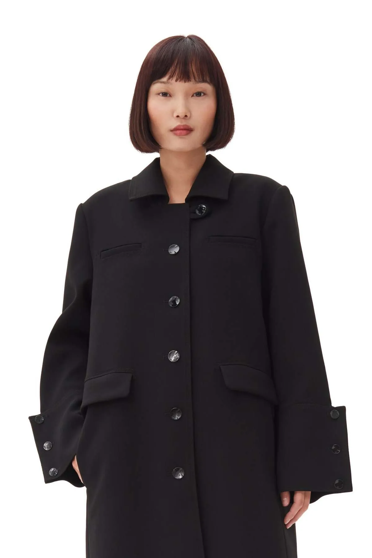 Bonded Crepe Coat - Black