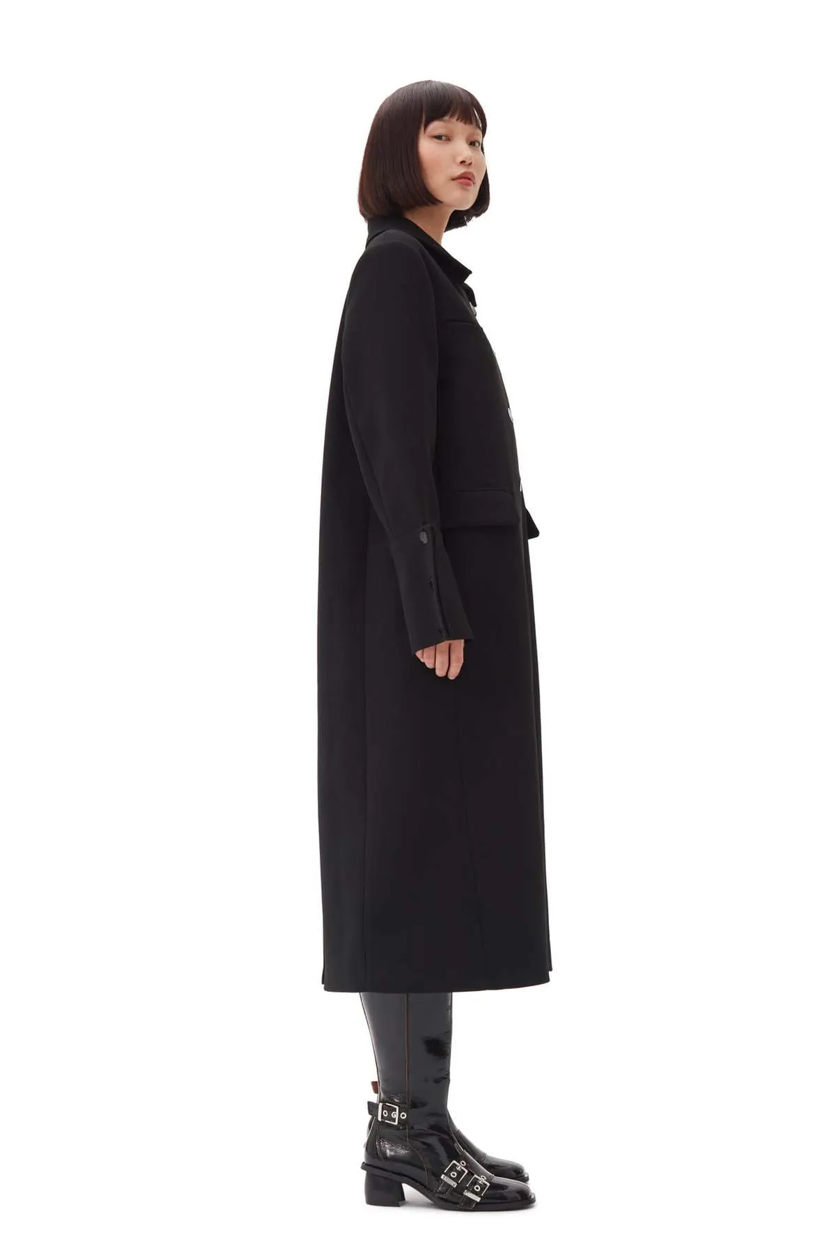 Bonded Crepe Coat - Black