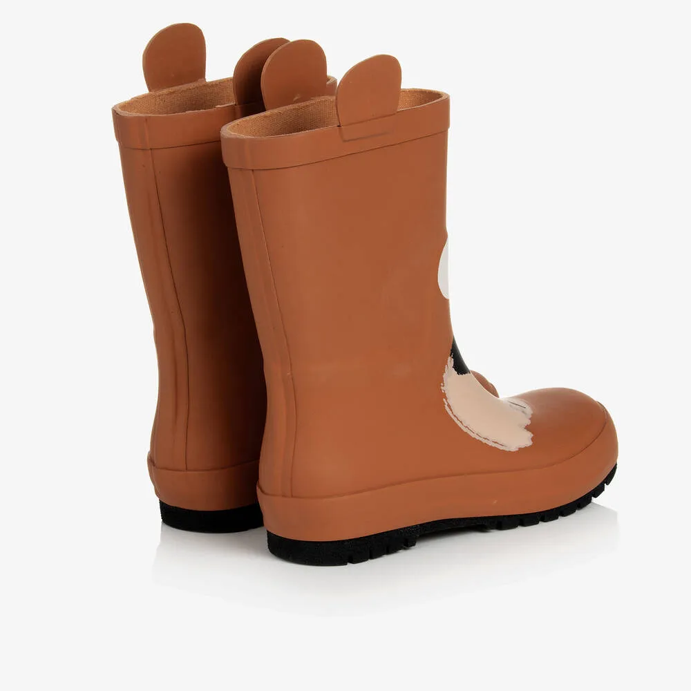 Boys Brown Bear Rain Boots