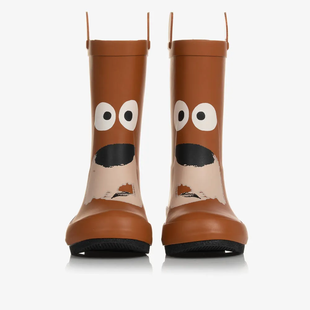 Boys Brown Bear Rain Boots