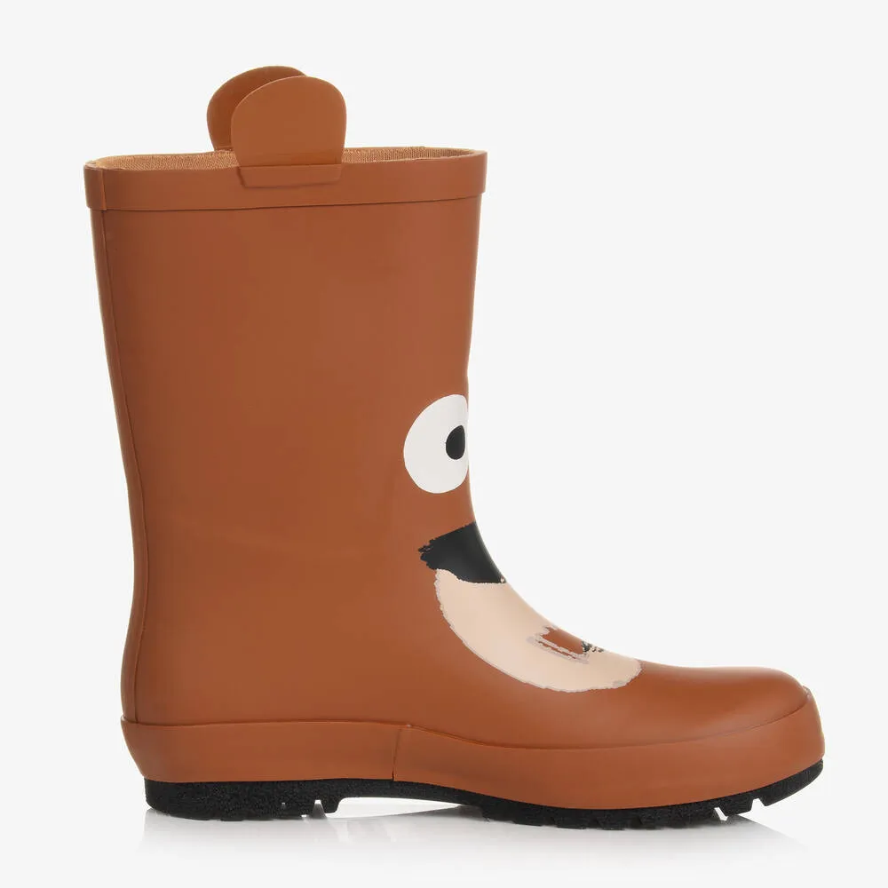 Boys Brown Bear Rain Boots