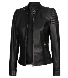 Carrie Women's Black Cafe Racer Leather Jackets