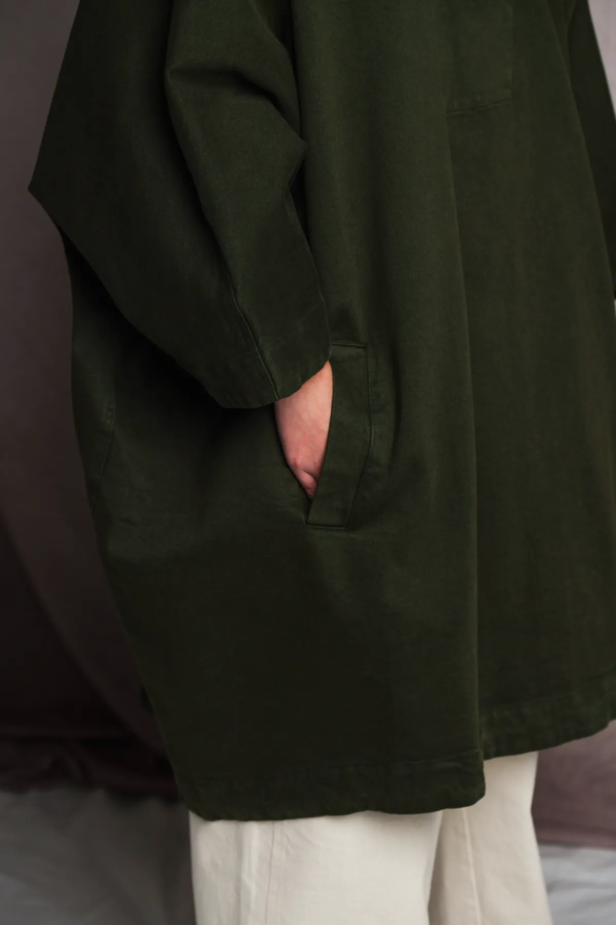 Chunky Hooded Poncho coat - Green