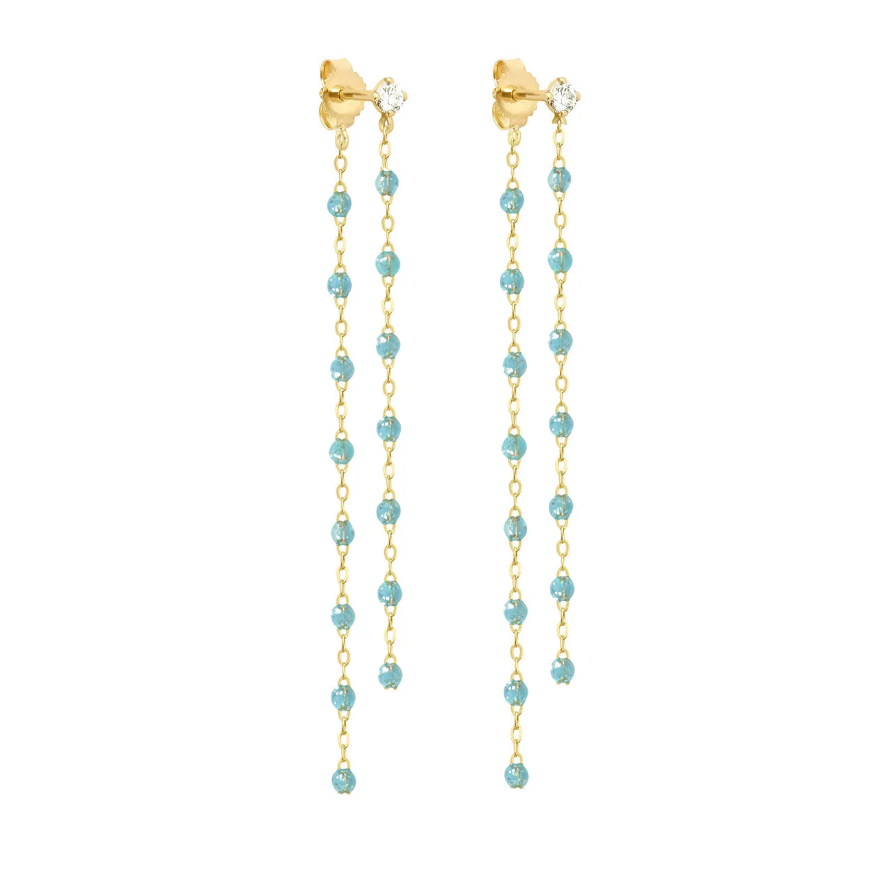 Classic Gigi dangling Aqua diamond earrings, Yellow Gold