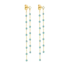 Classic Gigi dangling Aqua diamond earrings, Yellow Gold