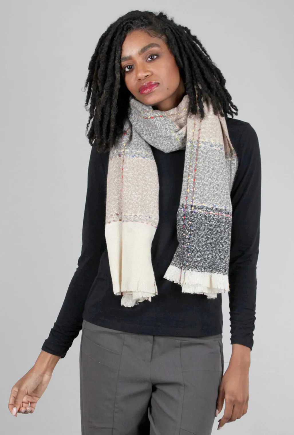 CRC Topstitch Scarf, Black Multi