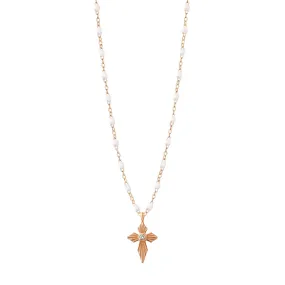 Croix Lumière White Diamond Necklace, Rose Gold, 16.5