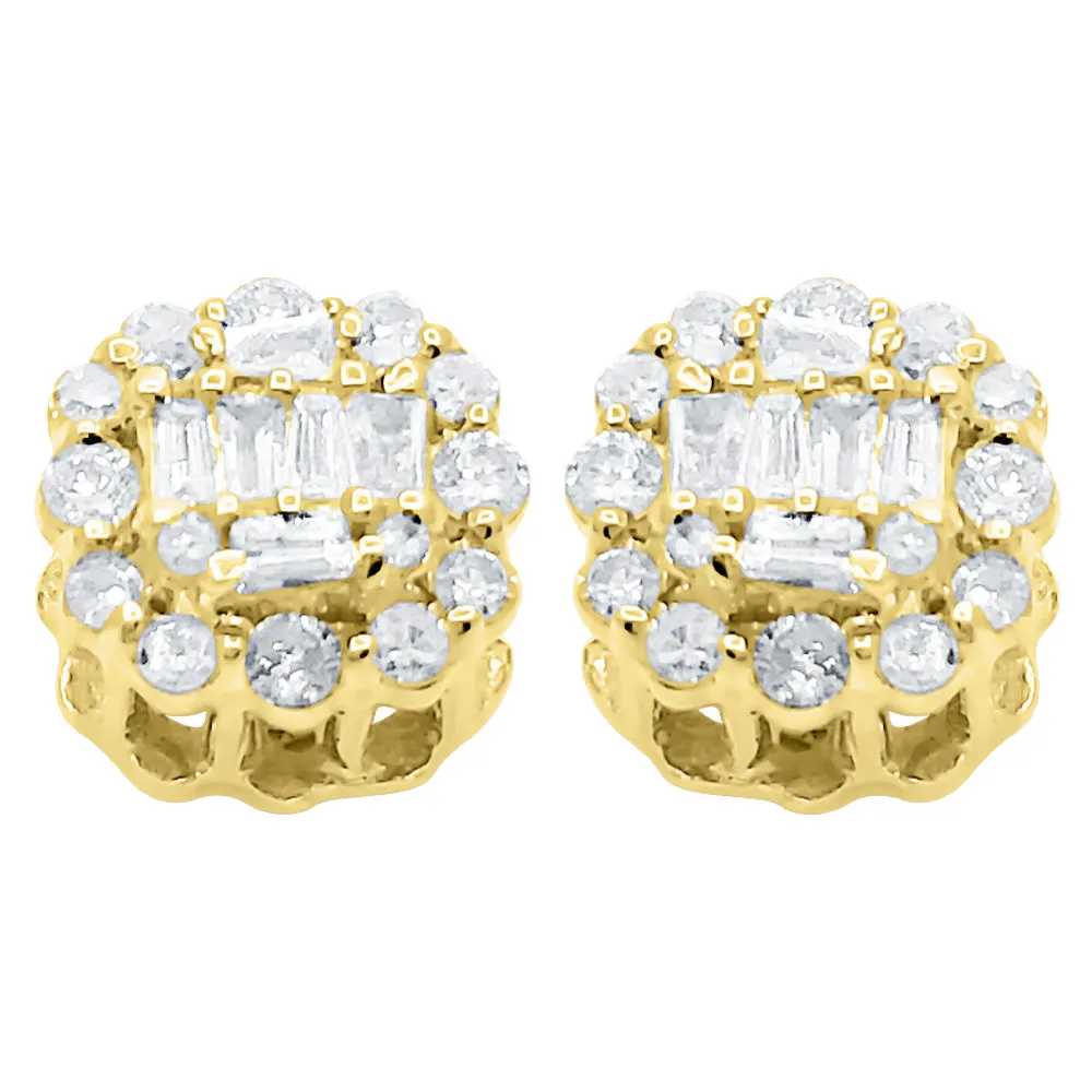 Cushion Cluster Diamond Earrings .37cttw 10K Yellow Gold