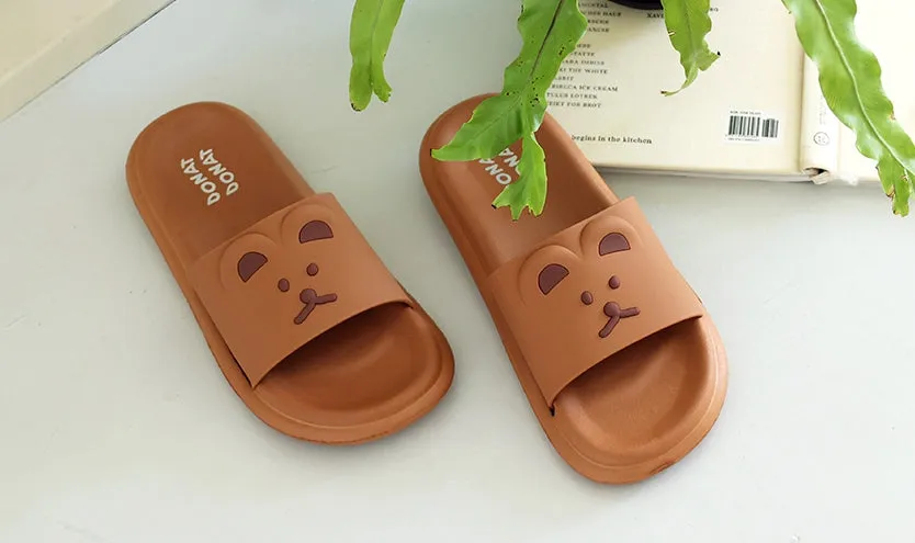 Cute Bears Cats Characters Women's Slippers - Comfy Sandals for Office, School, Home - Bath Cushions, EVA Bottom - Outdoor or In